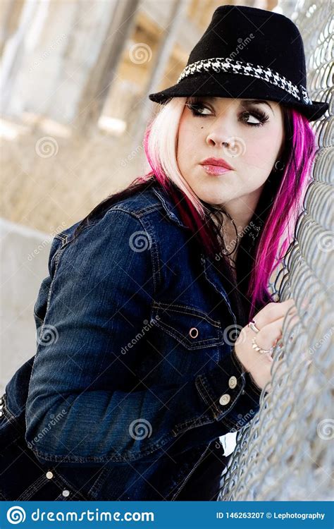 punk girl woman pink hair stock image image of woman