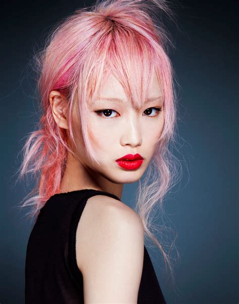 Wallpaper Fernanda Ly Women Model Asian Pink Hair Simple