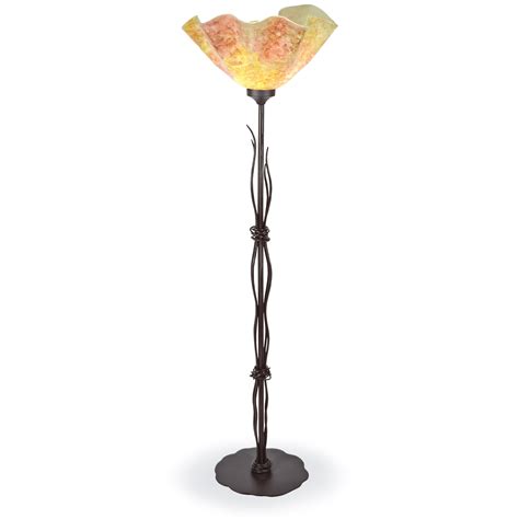 pictured is our contemporary style wrought iron river reed torchiere