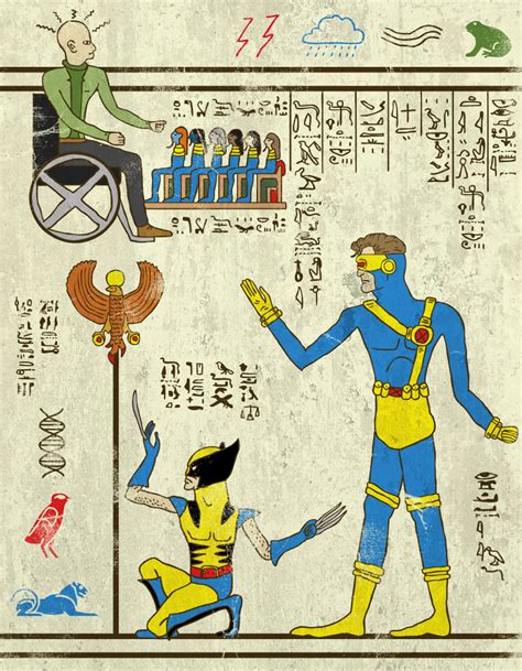 modern day superheros turned into ancient egyptian hieroglyphics the poke
