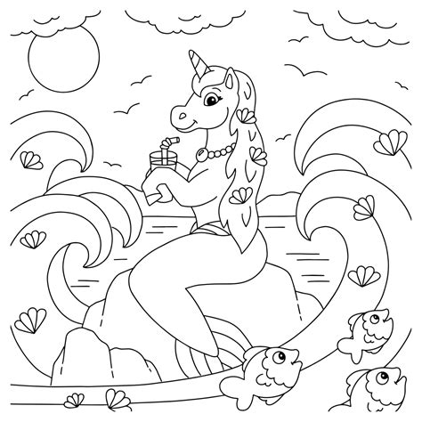 mermaid unicorn coloring page