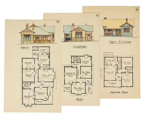 collection   floor plans  hand coloured elevations  south australian house styles