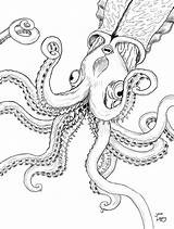 Kraken Animales Cryptozoology Octopus sketch template