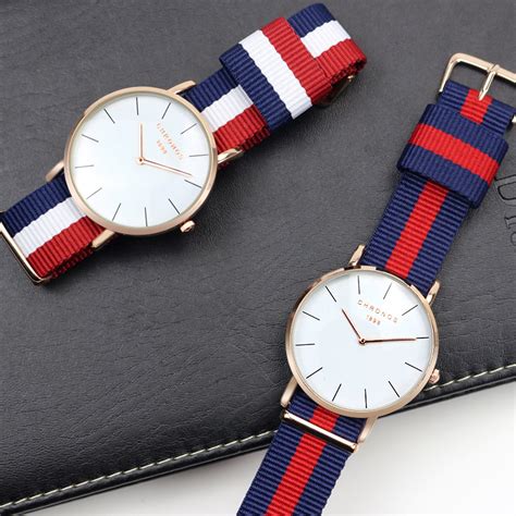 unisex watches rose gold quartz wristwatch fashion men watches nylon strap luxury ladies watches