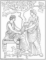 Coloring Greek Greece Mother Child Color Infant Lamb Ancient Costume Tree Description Women sketch template