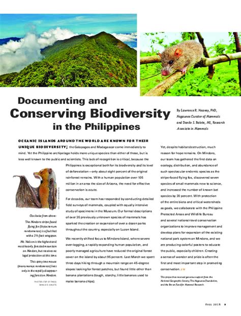 documenting  conserving biodiversity   philippines