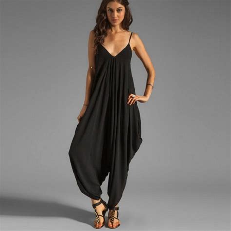 casual loose harem jumpsuit mono mujer black summer spring woman