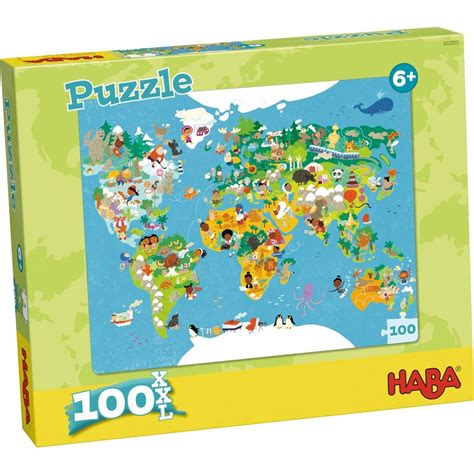 haba kinderpuzzel wereldkaart  stukjes blokker puzzel wereldkaart legpuzzels