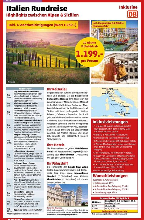 italien rundreise angebot bei penny reisen prospektede