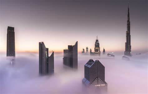 dubai cityscape mist burj khalifa united arab emirates wallpapers hd desktop  mobile