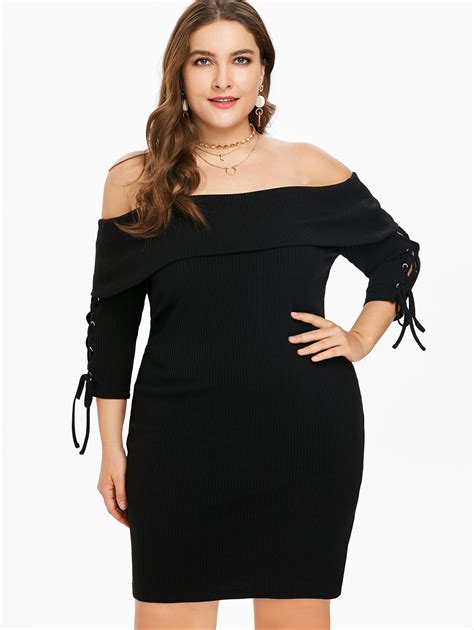 Buy Wipalo Plus Size Off Shoulder Lace Up Sleeve
