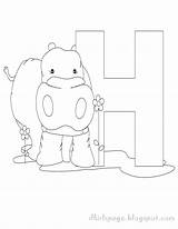 Coloring Worksheet Animal Letter Hippopotamus Alphabet Kids sketch template