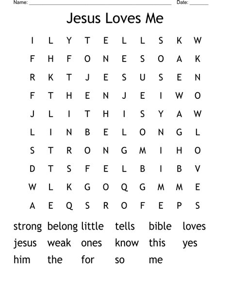 jesus loves  word search wordmint