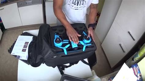 unboxing backpack  parrot bebop  sky controller  propguards