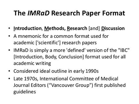 imrad examples introduction methods results  discussion
