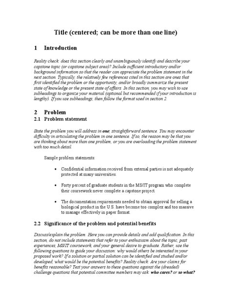 capstone project proposal template project outline template