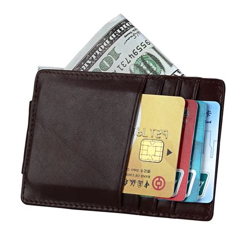 men retro leather business card case wallet slim anti rfid lightweight