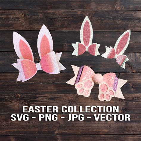 easter bunny hair bow bundle svg vector template  etsy