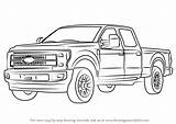 Ford Draw F350 Drawing Coloring Trucks Pages Step Diesel Sketch Picup Tutorials sketch template