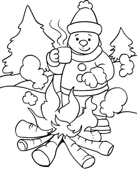 winter season  nature  printable coloring pages