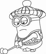 Golf Minion Kevin Playing Coloring Pages Printable Minions Kids Cartoon A4 Categories sketch template