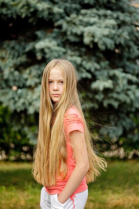 long hair blonde girl stock photography image