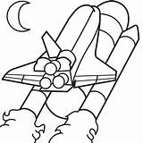 Rocket Coloring Outline Pages Ship Clipart sketch template