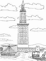 Alexandria Lighthouse Coloring Egypt Adult Majestic Pages sketch template