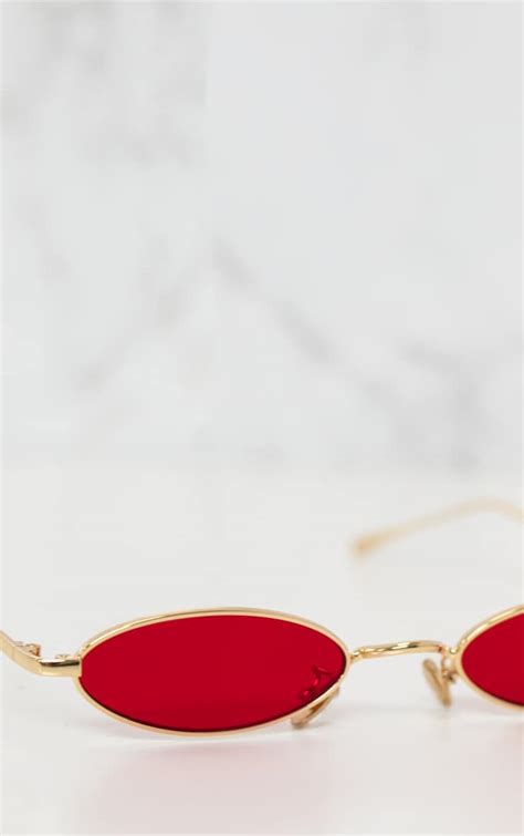 red small oval retro sunglasses accessories prettylittlething