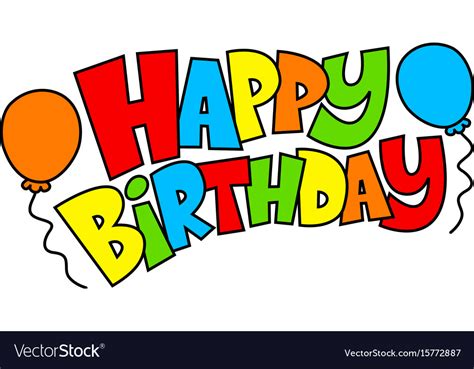 colorful happy birthday text graphic  party vector image