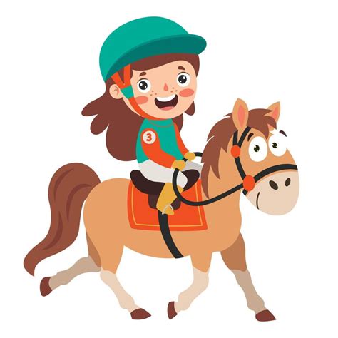 cartoon illustration   kid riding horse  vector art  vecteezy