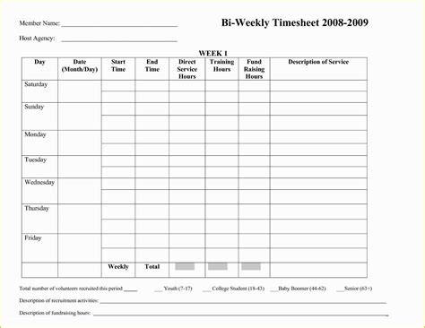 printable bi weekly timesheet template   printable employee