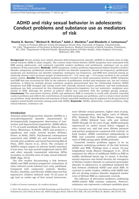 pdf adhd and risky sexual behavior in adolescents conduct problems