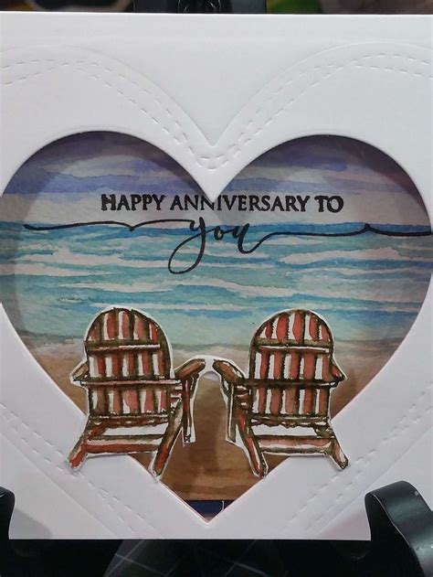 happy anniversary handmade card beach window card  images