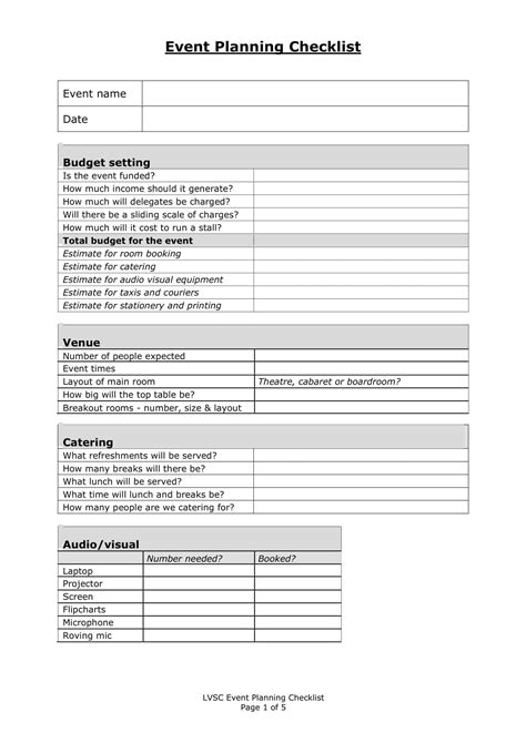 printable event planning templates word  excel
