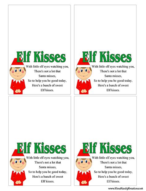 kisses  printable elf kisses  printable