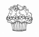 Coloring Pages Cupcake Easy Printable Kids Birthday Adults Cupcakes Sheets Happy Colouring Adult Christmas Printables Color Print Tk Az Cake sketch template