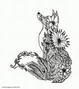 Coloring Pages Printable Adults Animal Mandala Fox Adult Animals Print Colouring Sheets sketch template