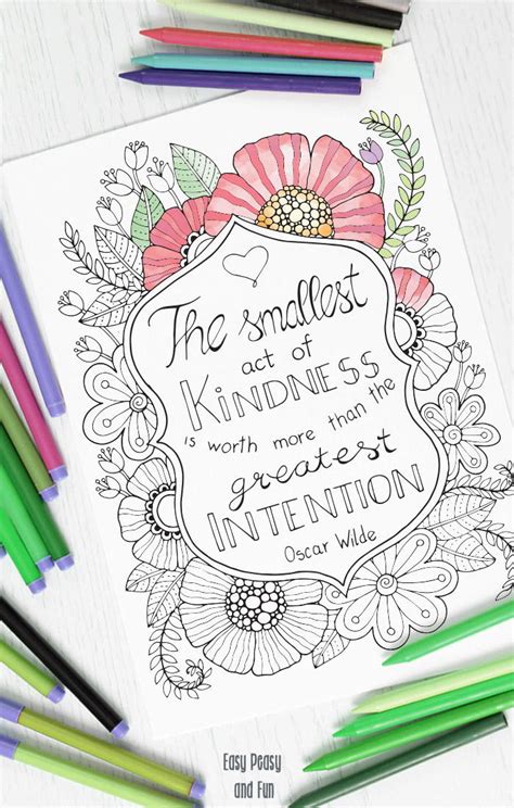 kindness quote coloring page favecraftscom