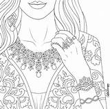 Coloring Pages Jewellery Color People Beautiful Books App Colortherapy Dress sketch template