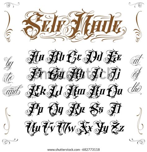 tattoo font alphabet images stock  vectors shutterstock