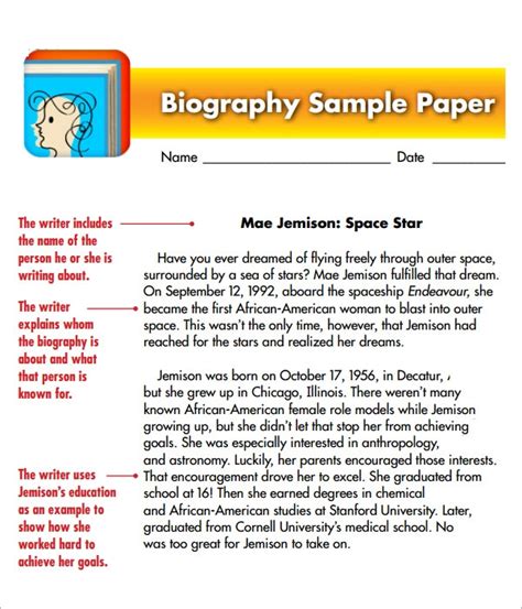 biography samples  sample templates