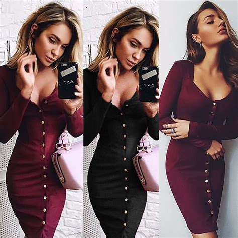 2018 fation bodycon sexy tight fitting dress long sleeve