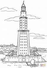 Coloring Alexandria Lighthouse Pharos Pages Drawing Printable sketch template