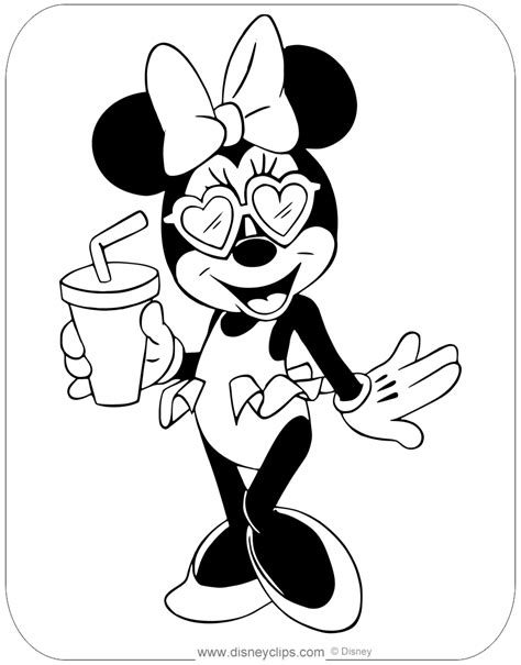 minnie  mickey mouse   beach coloring pages