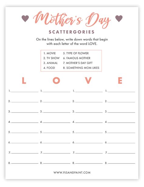 printable mothers day games  activities pjs  paint
