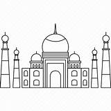 Taj Mahal Monument India Icon Wonders Worlds Outline Monuments Famous Editor Open sketch template