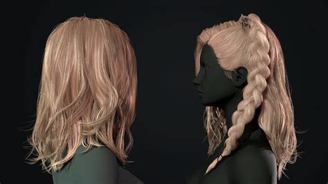 3d model realtime hair female body and bow vr ar low poly cgtrader