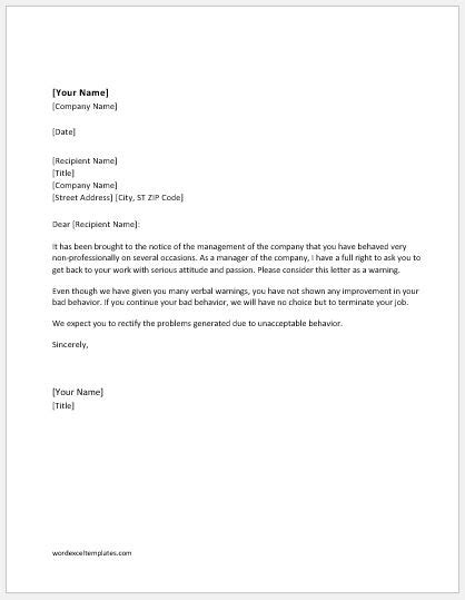 disciplinary letter  unprofessional behavior    letter