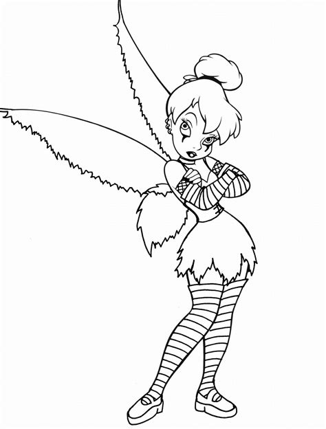 cool tinkerbell   goth halloween colouring page tinkerbell